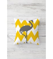 Zigzag Flamingo Desenli Çift Tarafı Baskı Gizli Fermuarlı Yastık Kılıfı Kırlent Koltuk Yastık Kılıfı (Sarı-Gri)