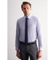Sert Yaka Uzun Kol Filafil Slim Fit Pamuklu Gömlek 1004260008
