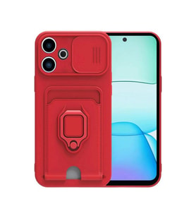 Xiaomi Redmi 13 4g Kılıf Zuma Kartvizitli Yüzüklü Silikon - Kırmızı