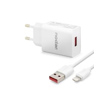 Lightning Hızlı Şarj Seti 12W 2.4A Usb Adaptörlü 1 M Pvc Kablolu Beyaz ND1001