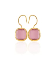 Kadir Jewellery 22 Ayar Altın Kaplama Kare Taşlı Küpe -El İşçiliği Ve Hipoalerjenik Küpe