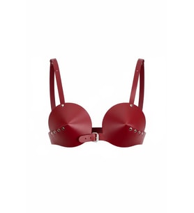 Mulvxbrf Brf02 Bordo Göğüs Harness Konik Kaplı Deri Büstiyer - Brf250 (Mulvix)
