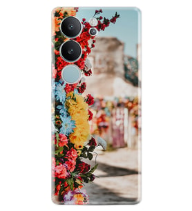 Vivo V29 Kılıf Silikon Desen Özel Seri Gerçek Çiçekler 1743