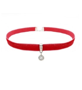 Pembe Kadife Kadın Yonca Choker Kolye