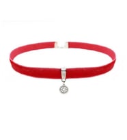 Pembe Kadife Kadın Yonca Choker Kolye