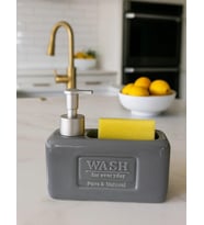 Şık ve Fonksiyonel Seramik Süngerlikli Sıvı Sabunluk/Deterjanlık, Gri, 500 ml (Tatlı Gri)