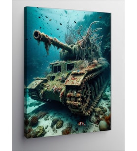 Kanvas Tablo Suyun Altındaki Tank