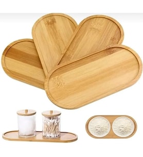 Oval Doğal Bambu Sunum Tabağı - 23x12 cm Yuvarlak Hatlı Düz Servis Tepsisi - Sushi, Tatlı ve Kahve Sunumluk