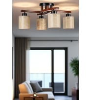 WESTON 4 LÜ CEVİZ PETEK ABAJURLU PLOFONYER AVİZE