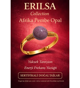 Sertifikalı Yüksek Tansiyon Enerji Yüzüğü – Afrika Pembe Opal Taşı Ayarlamalı Gold Yengeç Terazi