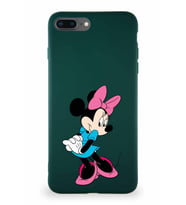 Apple iPhone 7 Plus Soft Premier Kapak Minnie Mouse-F Tasarımlı Silikon Kılıf - Yeşil (Şeffaf)