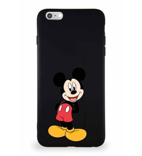 Apple iPhone 6S Plus Soft Premier Kapak Mickey Mouse-B Tasarımlı Silikon Kılıf - Siyah (Şeffaf)