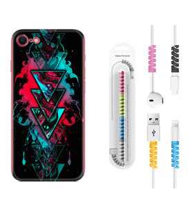 Apple iPhone 5 6 7 8 Plus Se XR Kılıf Kablo Koruma Spiral Silikon Down 1719
