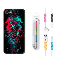 Apple iPhone 5 6 7 8 Plus Se XR Kılıf Kablo Koruma Spiral Silikon Down 1719