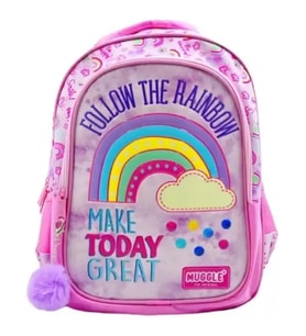 Muggle Okul Çantası Soft Rainbow Pembe Mu-6696