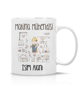 Makina Mühendisi Özel Hediye İsimli Çay Kahve Kupa Bardak-mühendis-033