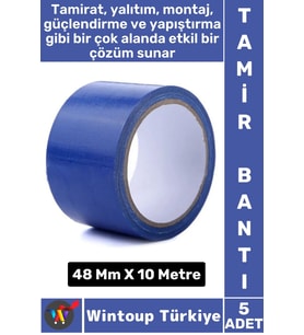 Uzun Ömürlü Su Nem Küfe Dayanıklı Çok Amaçlı MAVİ Montaj Onarım Tamir Bantı 48 Mm X 10 Metre 5 Adet