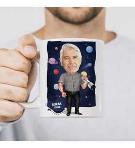 Kişiye Özel Astronomi Meraklısı Karikatürlü Kupa Bardak