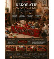 El Yapımı Dekoratif Çok Amaçlı Ahşap Kutu 31x20 cm  Kırılmaz Dayanıklı Organizer & Saklama Kutusu