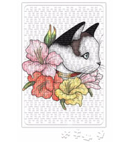 Cat Portrait in Gladiolus Flowers Pink Edition Kedi Puzzle