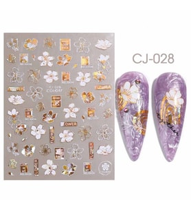 ADANİL ÇİÇEK DESENLİ BEYAZ GOLD STICKER CJ028