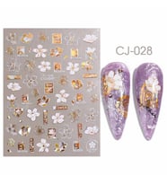 ADANİL ÇİÇEK DESENLİ BEYAZ GOLD STICKER CJ028