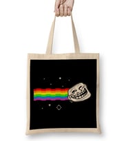 Troll Face Nyan Cat Meme Bez Çanta Uzun Saplı