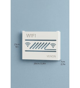 Büyük Boy Beyaz Metal Wi-Fi Modem Organizer ve Dekoratif Kapağı