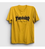 Presmono Unisex Sarı Logo V6 Thrasher T-Shirt 279427tt (Sarı)