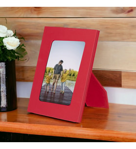 Gerçek Deri Masaüstü Fotoğraf Çerçevesi, 22x17cm (15x10 foto) Kırmızı (Renksiz)