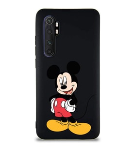 Xiaomi Mi Note 10 Lite Soft Premier Kapak Mickey Mouse-E Tasarımlı Silikon Kılıf - Siyah (Şeffaf)