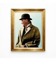 Tablore Atatürk Fötr Şapkalı Şık Portre Altın Çerçeveli Tablo - Modern Atatürk Görseli