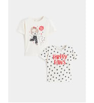 LCW Kids Ekru Baskılı Kız Çocuk Tişört 2'li