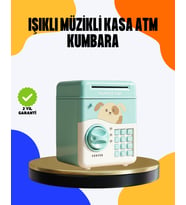 Çocuklar İçin Su Yeşili Atm Kasa Tasarımlı Şifreli Kumbara