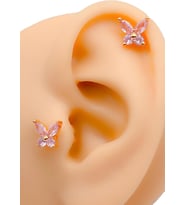 Taşlı Kelebek Figürlü Kıkırdak Helix Tragus Piercing(1adet)
