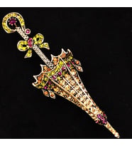 Aşina Gümüş - Şemsiye Swarovski Taşlı Elmas Montür Yaka İğnesi Broş Sevgiliye Hediye