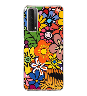 PrintiFy Huawei P Smart 2021 ile Uyumlu 1mm Slim Fit Retro Renkler 2 Baskılı Şeffaf  Kılıf