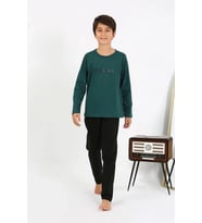 pilelistore- Erkek Çocuk Uzun Kol Penye Pijama Takım ZümrütYeşili (Zümrüt Yeşili)