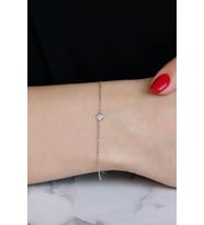 925 Ayar Gümüş Zirkon Tek Taşlı Bileklik - B038501