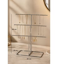 Parlak Silver 6 Kollu Metal Takı Standı - Kolye, Küpe, Bileklik Düzenleyici Masaüstü Takı Organizeri