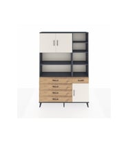 Arges Dolap 9 Raflı 5 Çekmeceli 3 Kapaklı 132x30x195 Antrasit-Aytaşı/Çam