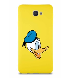 Samsung Galaxy J7 Prime Soft Premier Kapak Donald Duck-F Tasarımlı Silikon Kılıf - Sarı (Şeffaf)