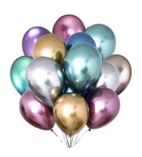 Karışık Renkli Parlak Krom Balon 12 Inch 20 Adet-