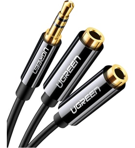 3.5mm 2'li Aux Kulaklık Çoklayıcı, Siyah