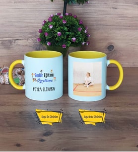 Beden Eğitimi Öğretmeni Kupa Bardak Sarı Fotoğraflı Öğretmenler Günü Hediyesi