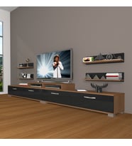 Decoraktiv Ekoflex 360R Slm Tv Ünitesi Tv Sehpası - Ceviz Siyah (Siyah - Ceviz)