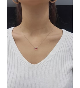 Kelebek Lazer Mineli Minimal Kolye (Karışık)
