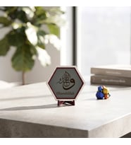 Modern hat sanatı Elhamdülillah masaüstü aksesuarı, sevdikleriniz için armağan edebileceğiniz şık bir tasarım 10x10 cm, Kül Gri