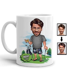 Kişiye Özel Golf Oyuncusu Karikatürlü Kupa Bardak