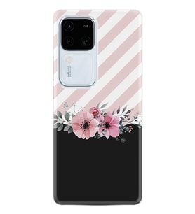 Vivo V30 Kılıf Desenli Silikon Strip Pink Flowers 1396